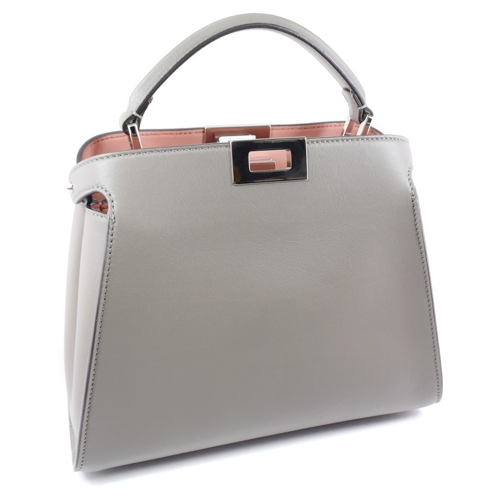 FENDI Peekaboo Essentially Shoulder Bag Calfskin Turnlock